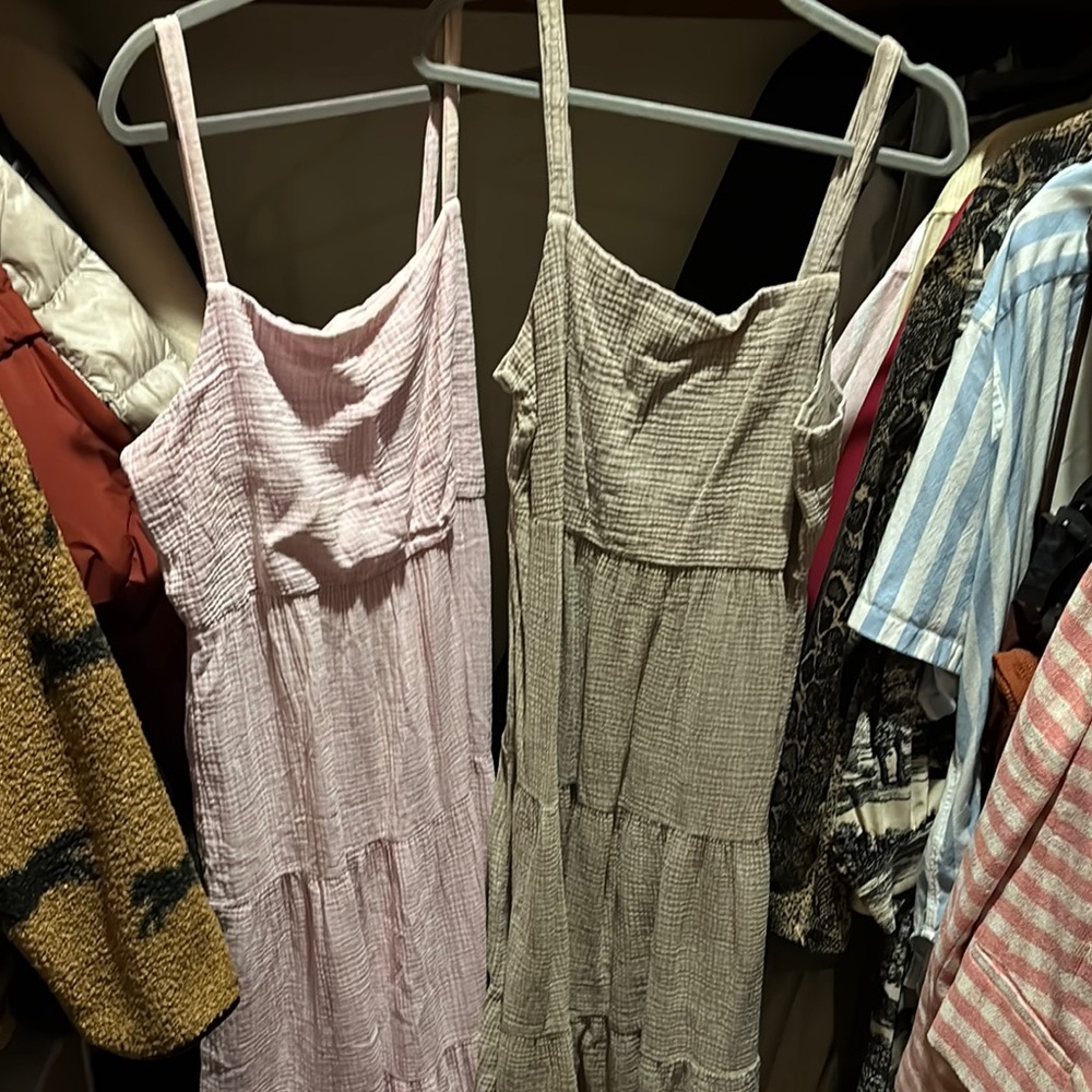Elegant Pink and Taupe cotton gauze  Women's Dresses